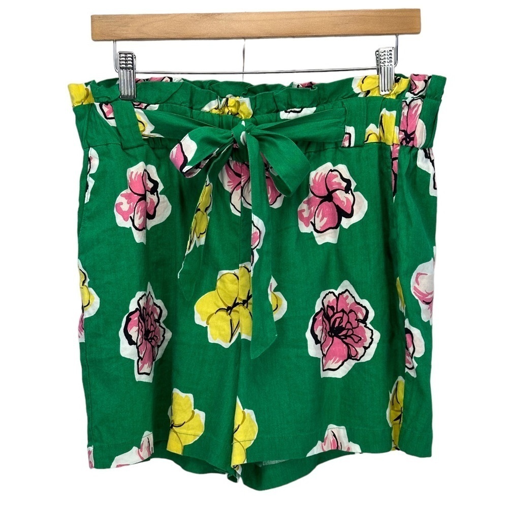 Charter Club Paper Bag Floral Print Shorts - Green Pink Yellow - size PL